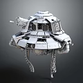 Futuristic Sci-Fi Mechanical Device with Cannon Like Parts Hatches Grilles and Support Struts